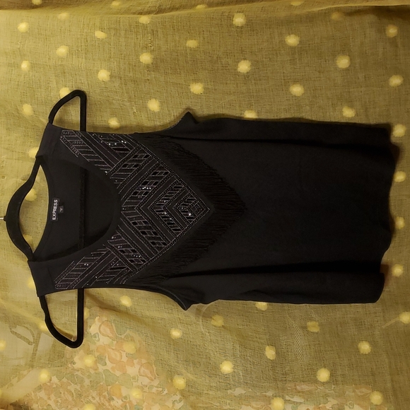 EUC 🖤 Express fringe modal flowy embellished tank - Picture 8 of 10